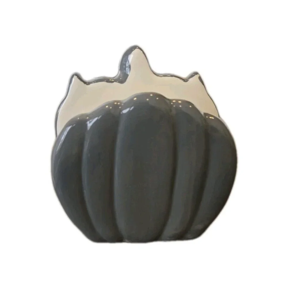 New Ceramic Grey Happy Smiling Bat Halloween Dinning Napkin Holder